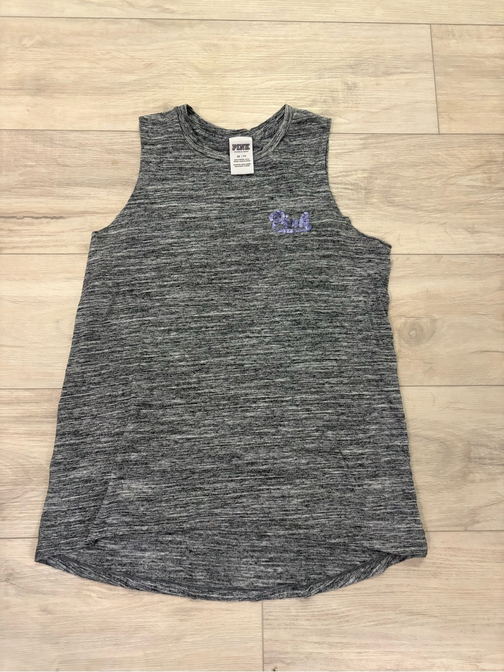 PINK Bling Gray Space-Dye Muscle Tank with Small Logo